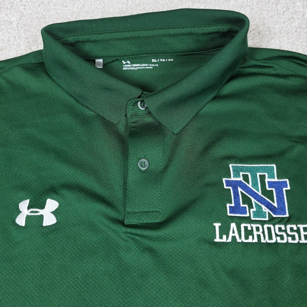 Under Armour Polo Shirt Mens XL Green Tennessee Lacrosse Loose Short Sleeve